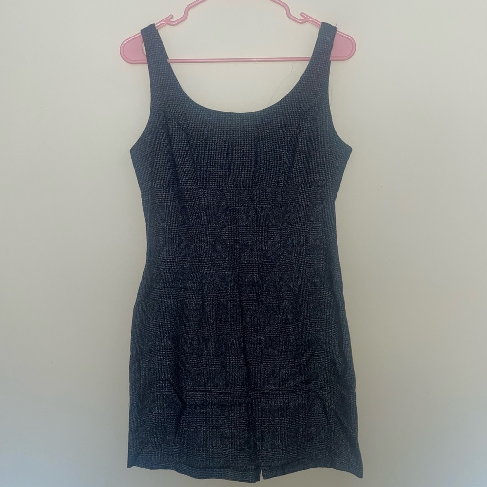Vintage Gray and Black Plaid Mini Dress Size Medium